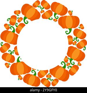 Illustration vectorielle : cadre de citrouille orange sur fond blanc. Elément décoratif pour Halloween ou Thanksgiving cartes de voeux, affiches, poste Illustration de Vecteur