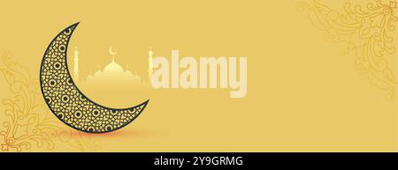 élégante bannière de festival eid ul fitr avec vecteur de décoration islamique Illustration de Vecteur