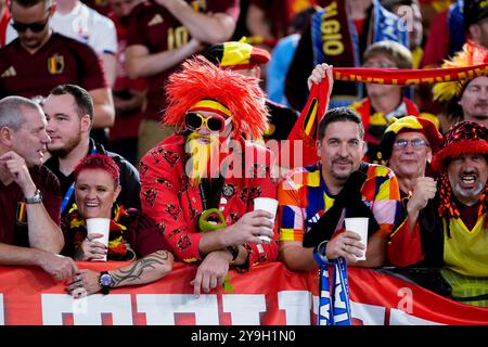 Rome, Italie. 10 octobre 2024. Les supporters de la Belgique lors du match UEFA Nations League 2024/25 League A Group A2 entre l'Italie et la Belgique au Stadio Olimpico le 10 octobre 2024 à Rome, Italie. Crédit : Giuseppe Maffia/Alamy Live News Banque D'Images