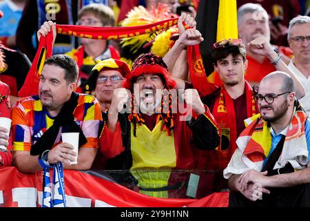 Rome, Italie. 10 octobre 2024. Les supporters de la Belgique lors du match UEFA Nations League 2024/25 League A Group A2 entre l'Italie et la Belgique au Stadio Olimpico le 10 octobre 2024 à Rome, Italie. Crédit : Giuseppe Maffia/Alamy Live News Banque D'Images