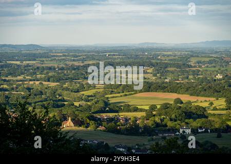 Vue sur la vallée d'Evesham depuis Malvern. Banque D'Images