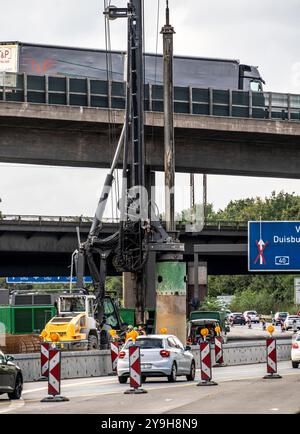 Grande plate-forme de forage à l'échangeur Duisburg-Kaiserberg, reconstruction complète et nouvelle construction de l'échangeur A3 et A40, tous les ponts, RA Banque D'Images