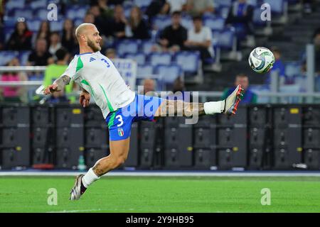 Rome, Italie. 10 octobre 2024. Federico Dimarco, Italien, lors du match de football de l'UEFA Nations League opposant l'Italie et la Belgique au stade Olimpico à Rome (Italie), le 10 octobre 2024. Crédit : Insidefoto di andrea staccioli/Alamy Live News Banque D'Images