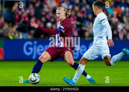 Oslo 20241010. Le norvégien Erling Braut Haaland lors du match de football de la Ligue des Nations entre la Norvège et la Slovénie au stade Ullevaal. Photo : Terje Pedersen / NTB Banque D'Images