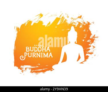 fond de style de coup de pinceau buddha purnima pour le vecteur de dharma bouddhisme Illustration de Vecteur