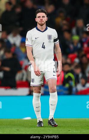 Declan Rice de l'Angleterre regarde pendant l'UEFA Nations League - League B - Group B2 - match Angleterre vs Grèce au stade de Wembley, Londres, Royaume-Uni, 10 octobre 2024 (photo par Gareth Evans/News images) Banque D'Images