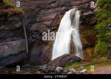 Baring Falls, Glacier National Park, Montana Banque D'Images