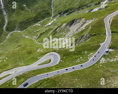Paysage au col de Furka, photo drone. Col alpin entre le canton d'Uri et le canton du Valais. Realp, Canton Uri, Suisse, Europe Banque D'Images