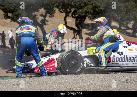 L'équipe de sécurité d'AMR travaille sur le site de l'accident par STING RAY ROBB (41) de Payette, Idaho, alors qu'il fait ressortir une mise en garde lors d'une séance d'entraînement pour le Fi Banque D'Images