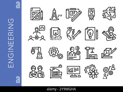 Jeu d'icônes d'ingénierie Illustration de Vecteur