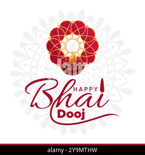 Bhai dooj pour le festival indien de célébration de liaison frère et soeur avec texte hindi ( Bhai dooj ). Modèle Design avec belle illustration Illustration de Vecteur