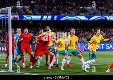 Adélaïde, Australie, 10 octobre 2024. Boîte à buts de l'équipe d'Australie lors du match du troisième tour des qualifications de l'AFC de la Coupe du monde de la FIFA 2026 entre l'Australie et la Chine PR à l'Adelaide Oval le 10 octobre 2024 à Adélaïde, en Australie. Crédit : Santanu Banik/Speed Media/Alamy Live News Banque D'Images