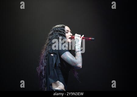 Houston, Texas, États-Unis. 08 octobre 2024. Kehlani se produit au 713 Music Hall à Houston, Texas, le 8 octobre lors de la tournée Crash World Tour. (Photo de Reginald Mathalone/NurPhoto) crédit : NurPhoto SRL/Alamy Live News Banque D'Images