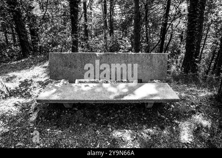 Banc en béton gris vide à Tignale Brescia Italie Banque D'Images