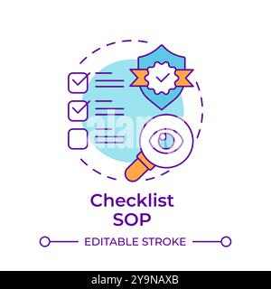 Icône de concept multicolore sop de liste de contrôle Illustration de Vecteur