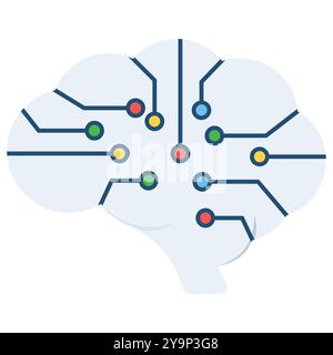 Une icône du cerveau ai dans un style plat tendance, intelligence artificielle, réseau neuronal Illustration de Vecteur