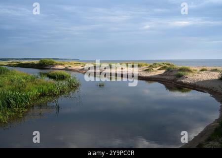 Golfe de Riga avec plages de sable fin et crêtes de dunes parallèles. Dunes de sable côtières sur les rives du golfe de Riga en Lettonie Banque D'Images