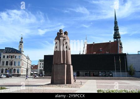 Riga, Lettonie- 23 juillet 2024 : le monument letton des tirailleurs (Latviesu strelnieku piemineklis) à Riga. Banque D'Images