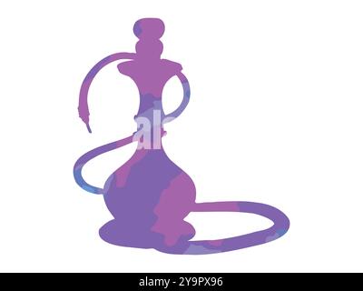 Silhouette colorée d'un narguilé isolé sur un fond blanc. Concept de tabagisme, de relaxation, de culture narguilé, de shisha traditionnelle. Imprimer, icône, desig Illustration de Vecteur