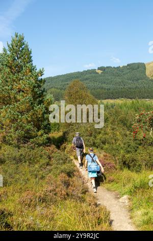 Promeneurs sur le sentier de randonnée West Highland Way près de Tyndrum, Perthshire, Écosse Banque D'Images