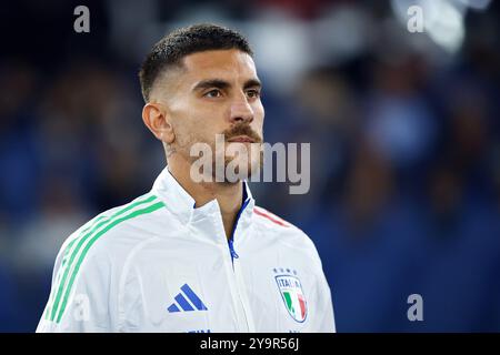 Rome, Italie. 10 octobre 2024. Lorenzo Pellegrini, de l'Italie, regarde pendant le match de football de la Ligue des Nations de l'UEFA, Ligue A, Groupe A2 entre l'Italie et Banque D'Images