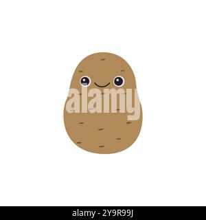 Pomme de terre mignonne avec le visage souriant Illustration de Vecteur