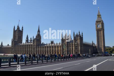 Londres, Royaume-Uni. 11 octobre 2024. Chambres du Parlement et Big Ben, vue de jour. Crédit : Vuk Valcic/Alamy Banque D'Images