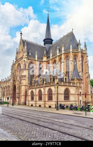 Notre Dame du Sablon à Bruxelles, la cathédrale, la Belgique et la capitale de l'Union européenne. Banque D'Images