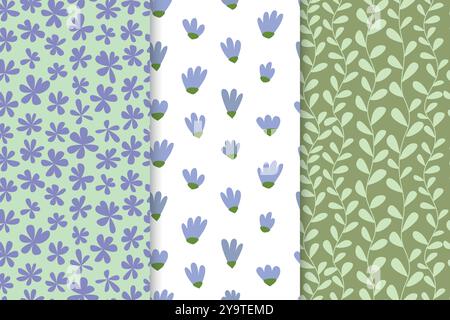 Ensemble de joli motif floral pastel sans couture Illustration de Vecteur