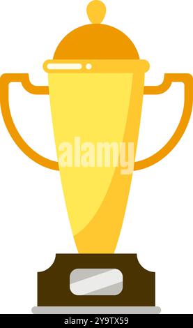 Un trophée aux couleurs vives se dresse sur une base noire, symbolisant la victoire dans les compétitions ou les célébrations sportives Illustration de Vecteur