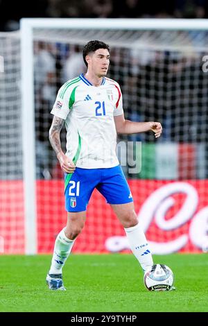 Rome, Italie. 10 octobre 2024. Rome, Italie. Le 10 octobre 2024, Alessandro Bastoni, Italien, lors du match de l'UEFA Nations League 2024/25 League A Group A2 entre l'Italie et la Belgique au Stadio Olimpico le 10 octobre 2024 à Rome, Italie. Crédit : Giuseppe Maffia/Alamy Live News Banque D'Images