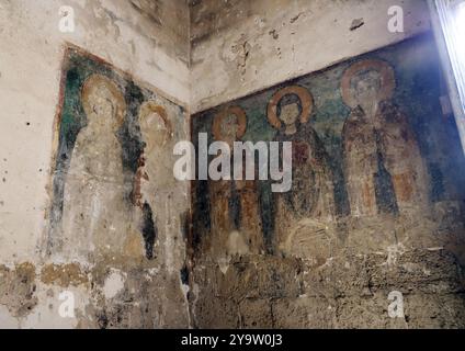 Peintures murales à Agios Georgios Exorinos : église nesorienne, ville fortifiée de Famagouste, Chypre du Nord Banque D'Images