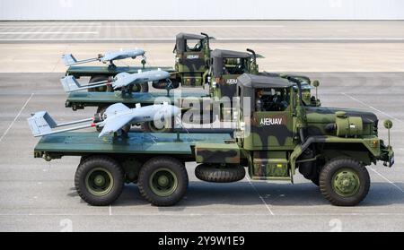 Seongnam, Corée du Sud. 25 septembre 2024. Les véhicules aériens sans pilote de Corée du Sud vus lors du 76e anniversaire de la journée pré-média de la Journée des forces armées à la base aérienne de Séoul à Seongnam, au sud de Séoul. Les médias d'État nord-coréens ont affirmé le 11 octobre que la Corée du Sud avait envoyé des drones sans pilote au-dessus de Pyongyang trois fois depuis la semaine dernière, une provocation militaire et une violation de sa souveraineté. (Crédit image : © Kim Jae-Hwan/SOPA images via ZUMA Press Wire) USAGE ÉDITORIAL SEULEMENT! Non destiné à UN USAGE commercial ! Banque D'Images