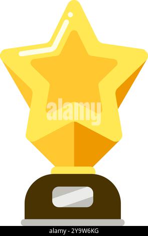 Un trophée d'étoile dorée symbolisant la réussite et la reconnaissance affiché en évidence sur une base simple Illustration de Vecteur