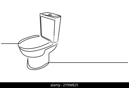 Fond de vecteur d'icône Bowl d'une ligne. icône toilettes. Contour continu d'une icône de toilette, toilette dans le style de dessin d'art de ligne continue Illustration de Vecteur