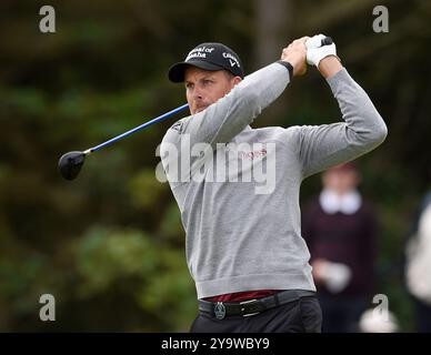 18 juil. 2019 ; Henrik Stenson débarque au 5e tour du tournoi de golf Open Championship au Royal Portrush Golf Club - Dunluce course, Portrush, Irlande du Nord. Banque D'Images