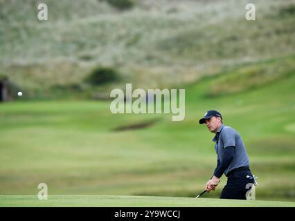 19 juillet 2019, Jordan Spieth lors de la deuxième manche du tournoi de golf Open Championship au Royal Portrush Golf Club - Dunluce course. Comté d'Antrim, Irlande du Nord. Banque D'Images