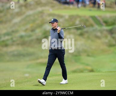 19 juillet 2019, Jordan Spieth lors de la deuxième manche du tournoi de golf Open Championship au Royal Portrush Golf Club - Dunluce course. Comté d'Antrim, Irlande du Nord. Banque D'Images