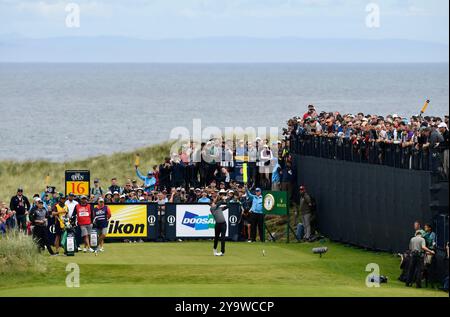 Le 19 juillet 2019, Jordan Spieth part au 16e tour du tournoi de golf Open Championship au Royal Portrush Golf Club - Dunluce course. Comté d'Antrim, Irlande du Nord. Banque D'Images