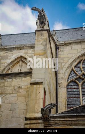 Gargouille Ghotic, Saint-Étienne-du-Mont, église catholique à Paris, sur la montagne Sainte-Geneviève, près du célèbre monument du Panthéon Banque D'Images