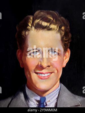 Rudy Vallee. Portrait du chanteur et saxophoniste américain Hubert Prior Vallée (1901-1986), dans Radio Stars magazine, mai 1933 Banque D'Images