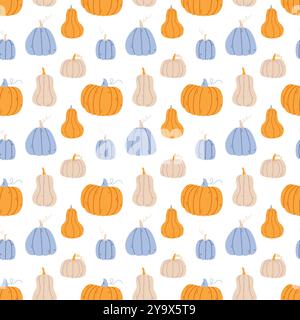modèle sans couture d'automne avec des citrouilles mignonnes Illustration de Vecteur