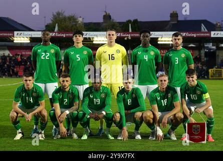 Une photo de groupe de l'équipe de la République d'Irlande avant le match de qualification A du Championnat UEFA Euro U21 au Turners Cross, Cork. Date de la photo : vendredi 11 octobre 2024. Banque D'Images