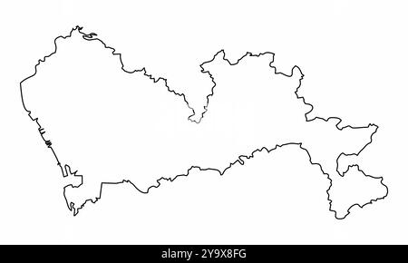 Carte de contour de ville de Shenzhen isolé sur fond blanc, Chine Illustration de Vecteur