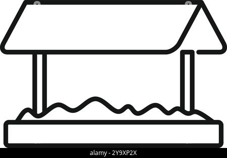Bac à sable avec auvent protège les enfants du soleil tout en jouant dans le bac à sable sur l'aire de jeux Illustration de Vecteur