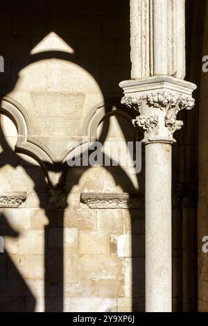 France, Meurthe et Moselle, Toul, Cathédrale Saint-Etienne construite entre le XIIIe et le XVIe siècles dans un style gothique flamboyant, galerie du cloître reconstruite au XIVe siècle par Pierre Perrat, un des plus grands cloître de France Banque D'Images