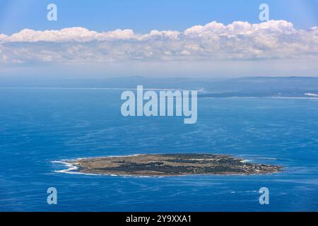 Afrique du Sud, Cap occidental, Robben Island vue depuis le parc national de table Mountain Banque D'Images