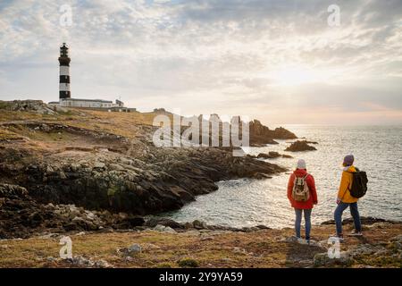 France, Finistère, île d'Ouessant, promenade sur l'île près du phare du Creac'h. Banque D'Images