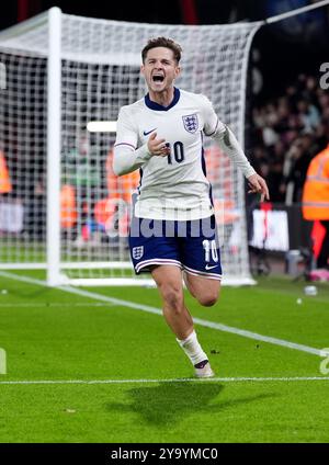 L'anglais James McAtee célèbre avoir marqué le deuxième but de son équipe lors du match de qualification du groupe F pour le championnat UEFA Euro U21 au Vitality Stadium de Bournemouth. Date de la photo : vendredi 11 octobre 2024. Banque D'Images