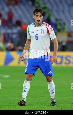 Samuele Ricci, de l'Italie, lors du match de football de l'UEFA Nations League opposant l'Italie et la Belgique au stade Olimpico à Rome (Italie), le 10 octobre 2024. Banque D'Images